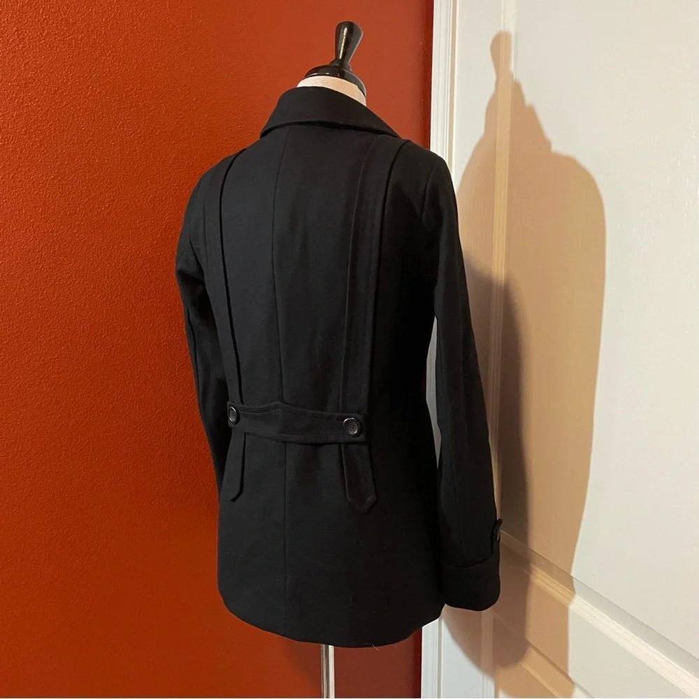 J Crew Women’s Black‎ Wool Blend Button Down Minimal Capsule Lux Peacoat - Picture 6 of 6